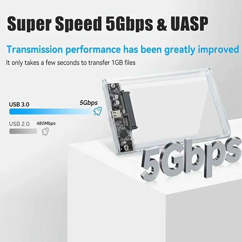 Ultra-Fast USB/Type C to SATA Hard Drive Enclosure - 5Gbps UASP Compatible with 2.5-Inch HDD/SSD for PC Mac Laptops and Desktop Peaceful Pleasures Health and Wellness
