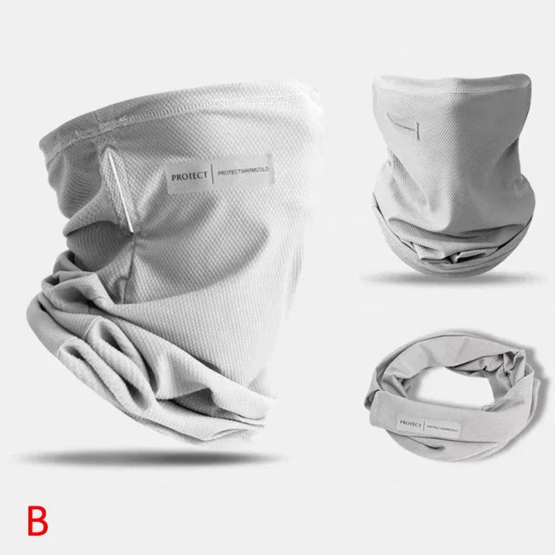 Outdoor UV Protection Ice Silk Mask Sunscreen Face Cover Neck Wrap Unisex Anti-UV Scarf Cycling UV Mask Ear Hanging Neck Scarves Peaceful Pleasures Health and Wellness light grey 1pc