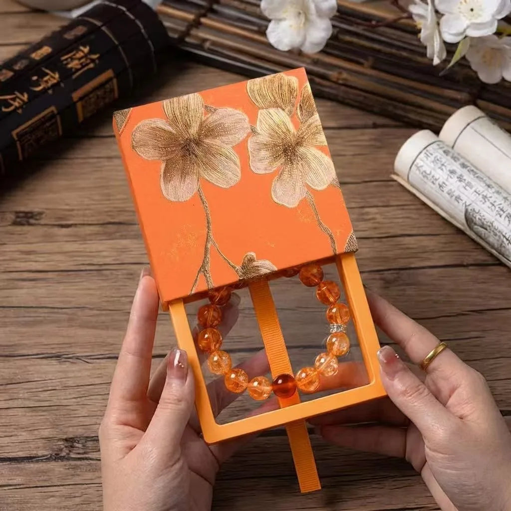 Retro Floral Embossed Drawer Jewelry Box | PE Film Display