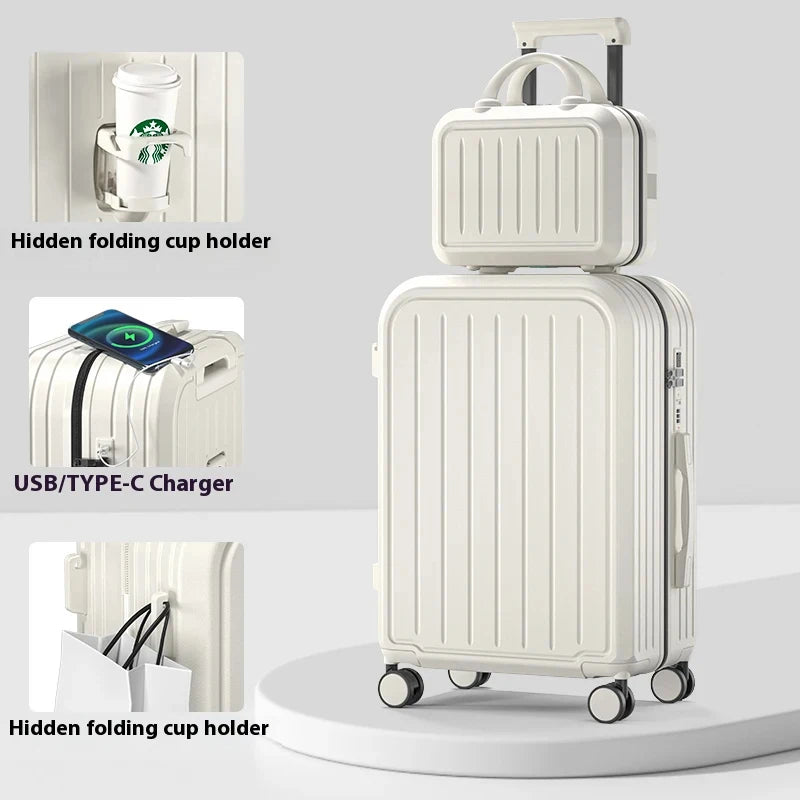 Pastel Color 20/22/24/26/28 Inch Carry On Luggage Set, 2-Piece Lightweight Spinner Suitcase, Girls' Matching Travel Bags Peaceful Pleasures Health and Wellness White-Box 20 inch