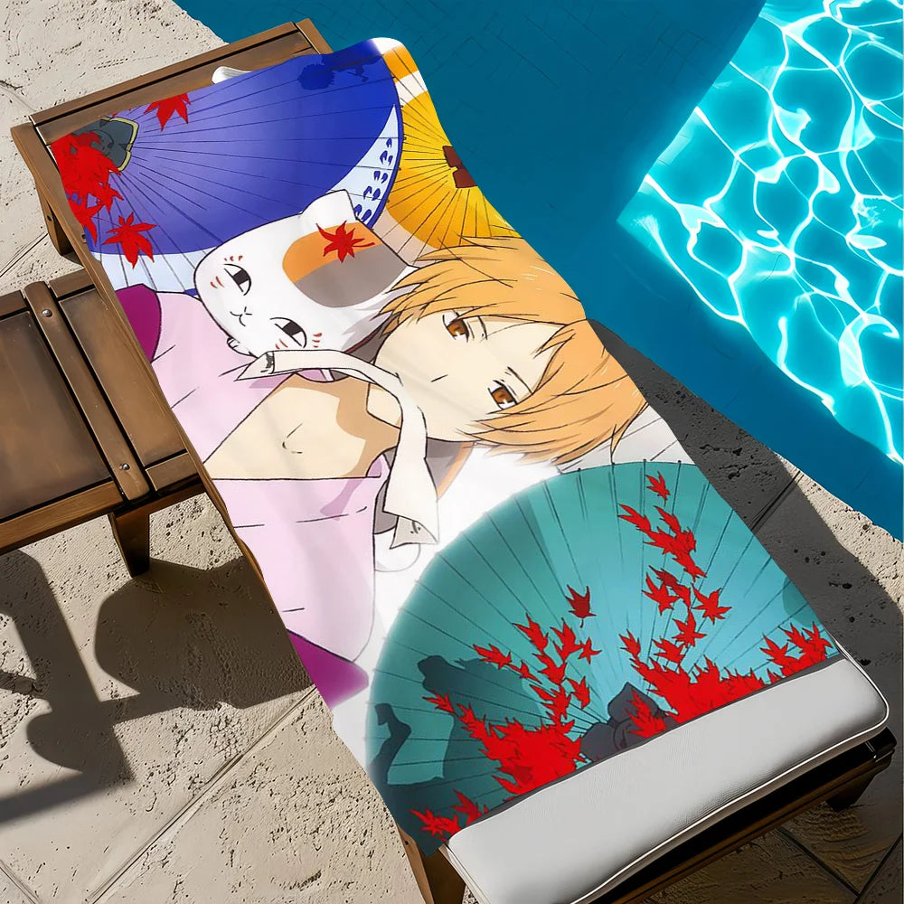 Natsume Yuujinchou Anime Cat Quick-Dry Beach Towel | 11 Sizes Anime Beach Towel Peaceful Pleasures Health and Wellness z7 STJ150x200CM