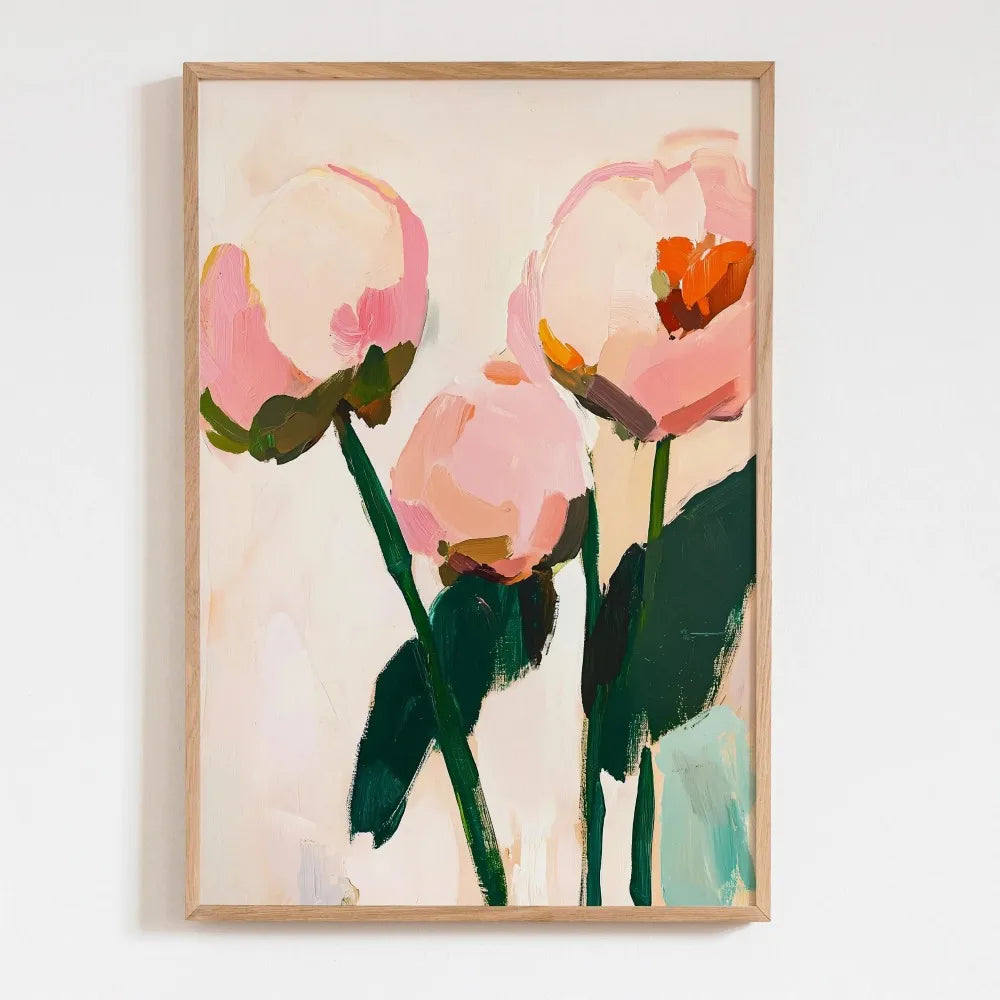 Retro Beige Floral Canvas Wall Art | Unframed Plant Print