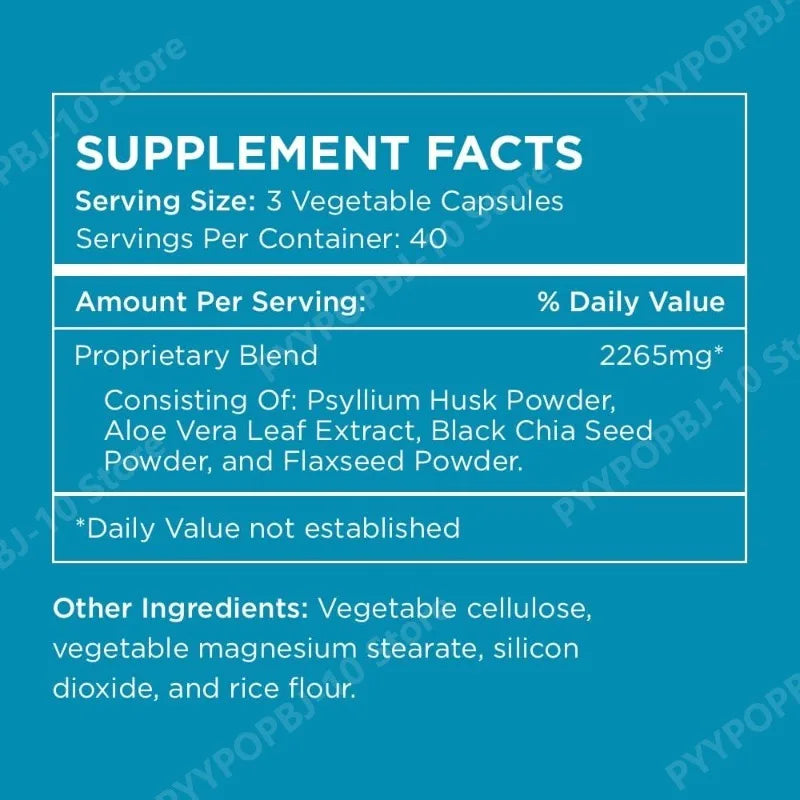 Psyllium Husk Fiber Capsules – Plant Based Vegan, 120 Caps