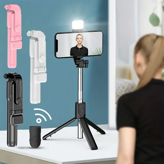 Bluetooth Selfie Stick Tripod with Fill Light & Remote