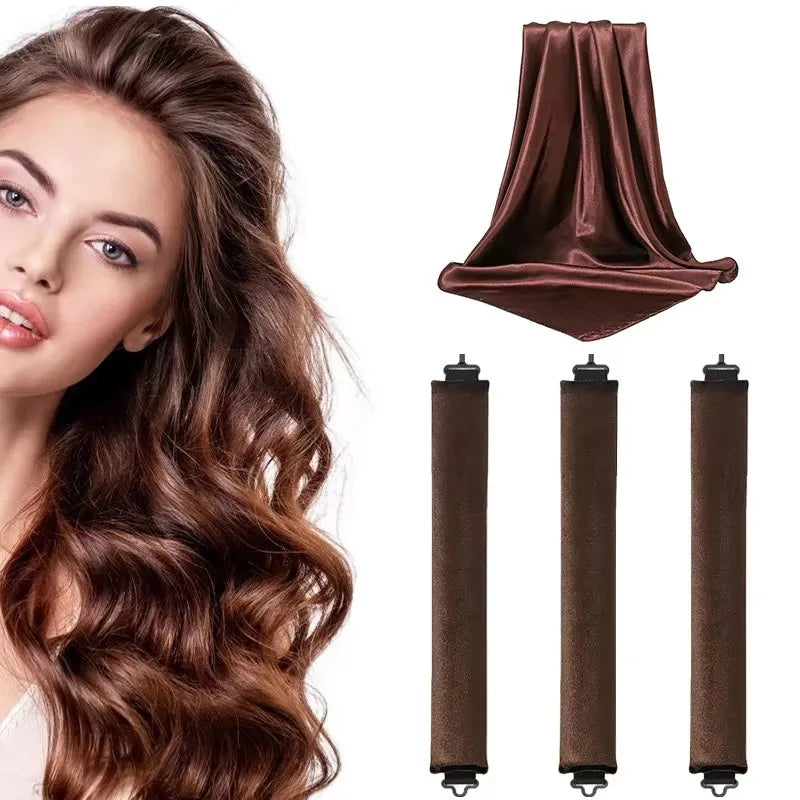 Heatless Hair Curler 27cm Sleep-friendly Heatless Curling Wand 3.5 Diameter Large Wave Curling Wand Peaceful Pleasures Health and Wellness coffee