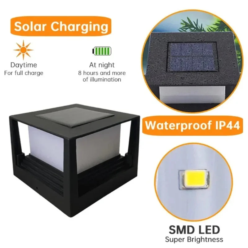 Solar Pillar Post Cap Light | Waterproof LED Garden Fence Lamp