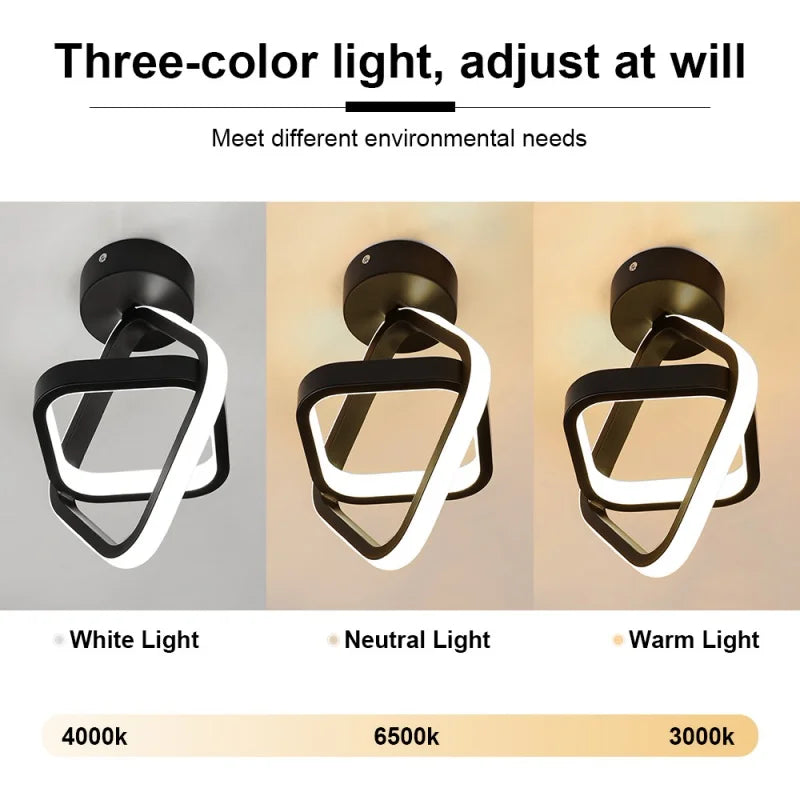 RUNTOIN 2-Ring Modern LED Ceiling Light | Bedroom, Hallway