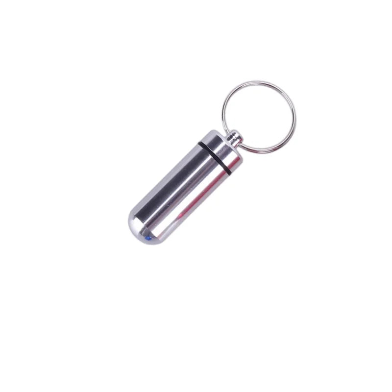 Portable Mini Waterproof Aluminum Pill Box Cases Container Organizer Storage Tablets Bottle Medicine Vitamin Pillboxs Fish Oils Peaceful Pleasures Health and Wellness Silver