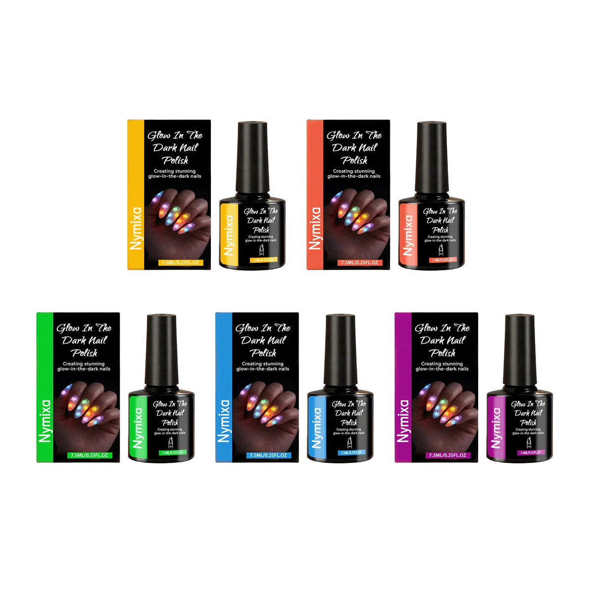 Fluorescent Nail Polish Glow In Dark Gel Colorful DIY Manicure Create Party Atmosphere Neon Luminous Top Coat Nails Polish Pens Peaceful Pleasures Health and Wellness 5 color series