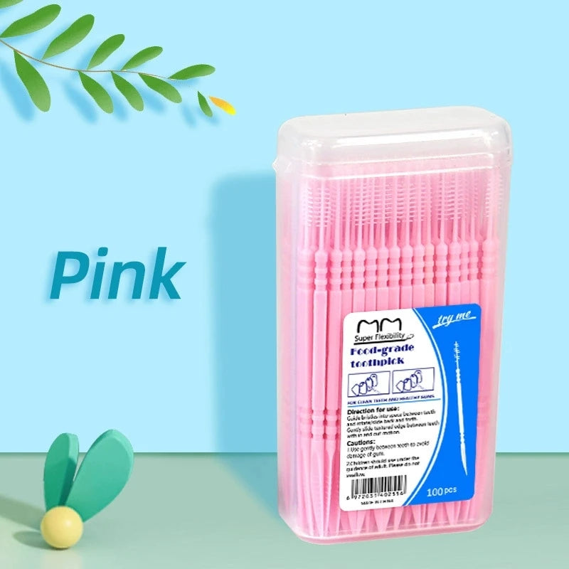 Disposable Double-Head Dental Floss Picks | 100 Pack Box