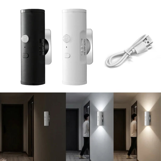 Mini 3colors Double-head Wall Light Motion Sensor Magnetic Night Light Rechargeable LED for Bedroom Closet Garden Room Decor Peaceful Pleasures Health and Wellness