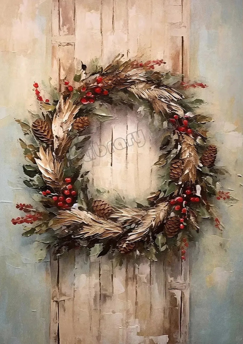 Vintage Santa Claus Portrait in Mistletoe Reading Letters Toy Cookie Poster Canvas Painting Wall Pictures Christmas Home Decor Peaceful Pleasures Health and Wellness ZLH5434 20x30cm No Frame