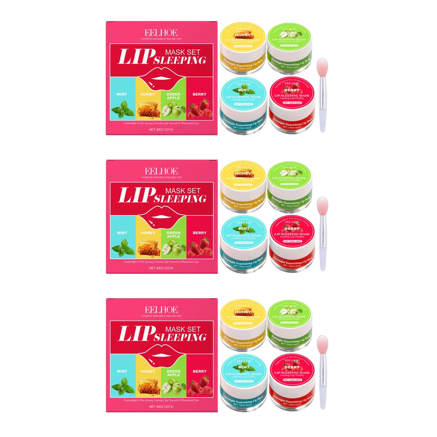 EELHOE 4-Flavor Lip Sleeping Mask Set – Hydrate & Repair Lips