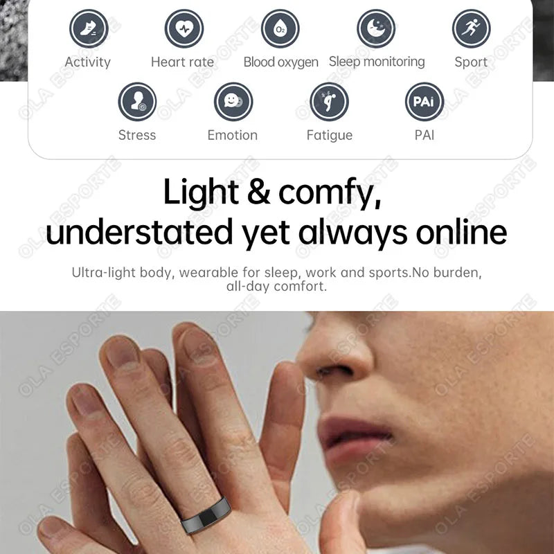 2026 New Smart Ring Heart Rate Blood Pressure Sleep Monitoring Motion Tracking IP68 Waterproof Men Women Smart Ring Holiday Gift Peaceful Pleasures Health and Wellness