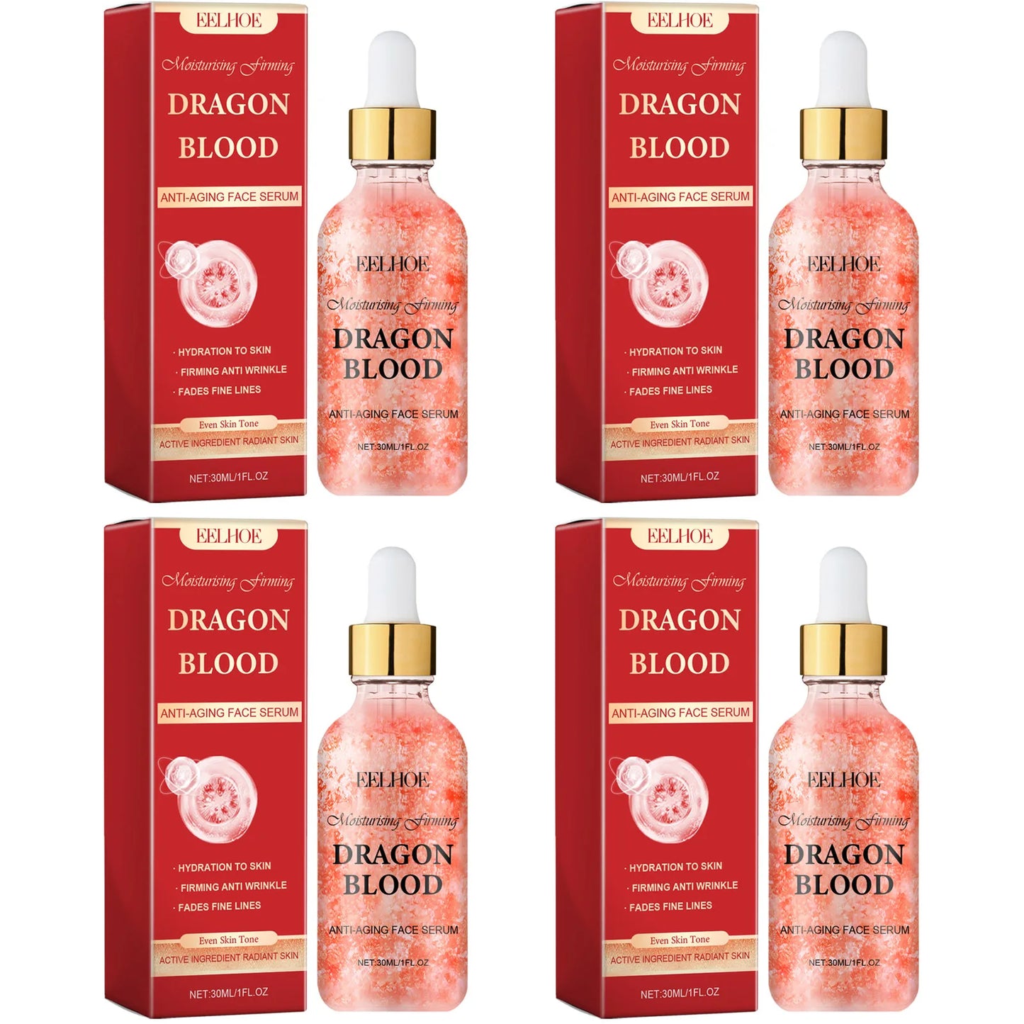 EELHOE Dragon Blood Anti-Aging Face Serum 30ml – Wrinkle Anti-Aging Face Serum Peaceful Pleasures Health and Wellness 4 X 30ml Boxed