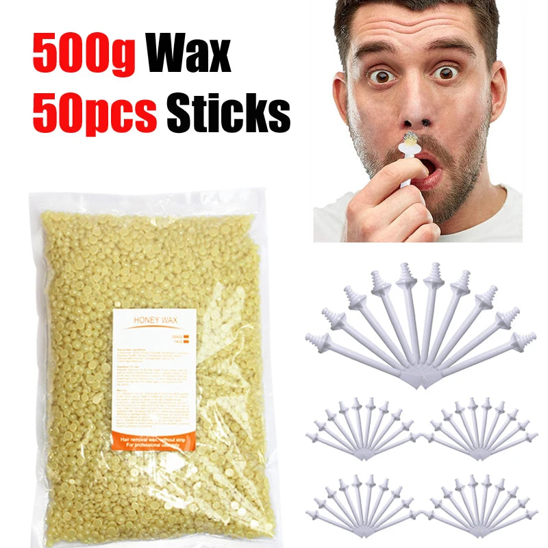 100-Piece Nose Wax Kit – At-Home Nose Hair Removal Set Nose Hair Wax Kit Peaceful Pleasures Health and Wellness 500gHoney-Stick50P