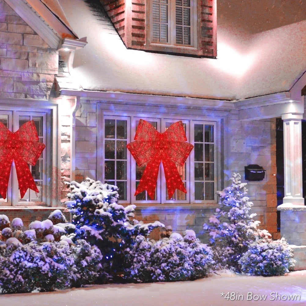 Outdoor Pre-lit XL Christmas Bow LED Lighting Yard Decoration