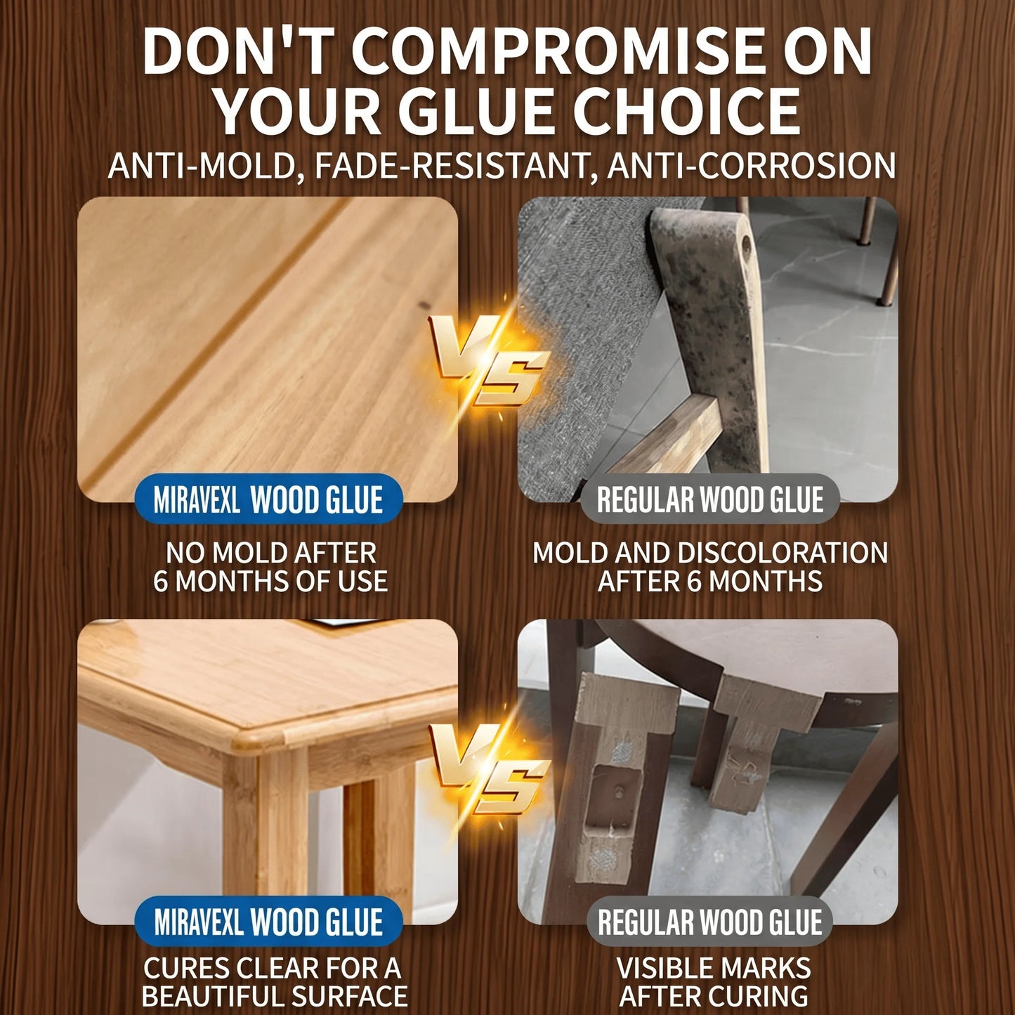 Fast Dry Wood Glue Strong Adhesive Heavy Duty Woodworking Furniture Repair DIY Crafts with Free Brush and Disposable Gloves Peaceful Pleasures Health and Wellness