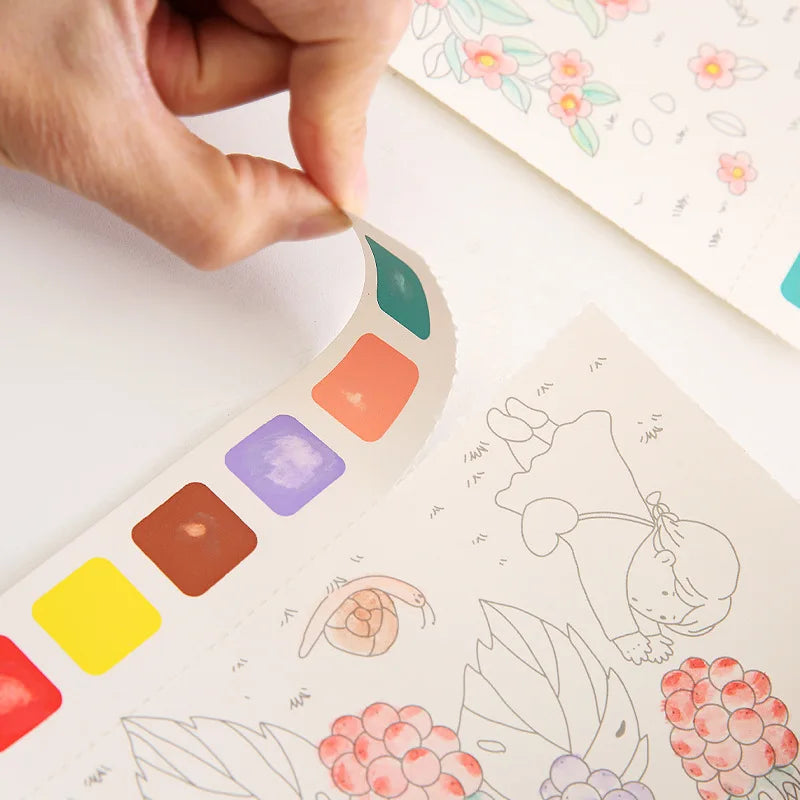 Watercolor Coloring Book Gouache Doodle Drawing Children's Comes