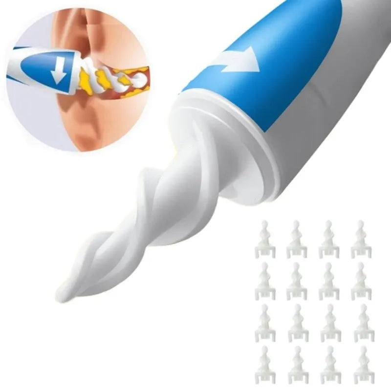 Ear Cleaner With Soft Silicone Ear Wax Remover Tool 16 Replacement Tips Spiral Earwax Health Ear Cleaner Care Tools Peaceful Pleasures Health and Wellness