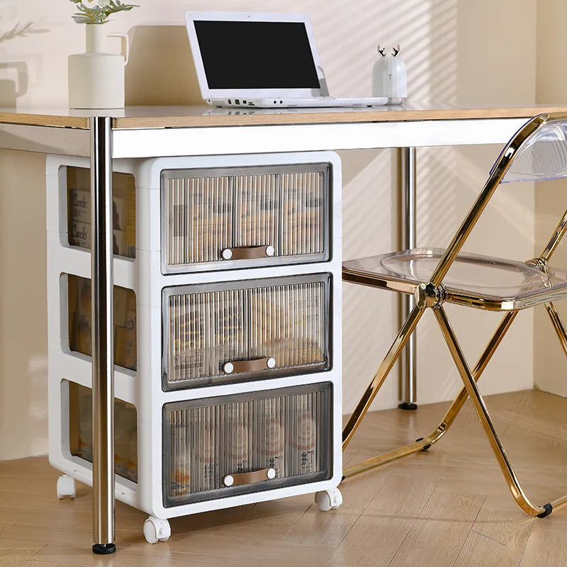 Rolling Cart with 4-Wheel Casters Multi-Tiered Under Desk Storage Organizer for Home Sliding Drawers Smooth-Gliding Wheels Peaceful Pleasures Health and Wellness