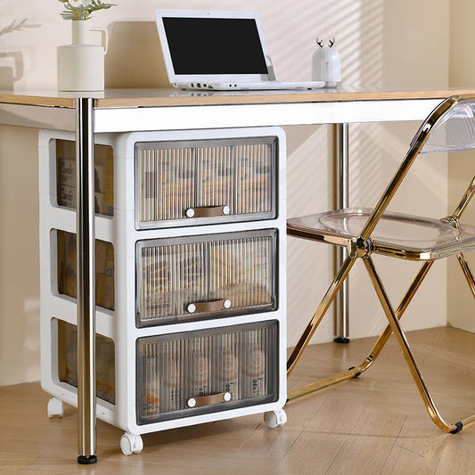 Rolling Cart with 4-Wheel Casters Multi-Tiered Under Desk Storage Organizer for Home Sliding Drawers Smooth-Gliding Wheels Peaceful Pleasures Health and Wellness