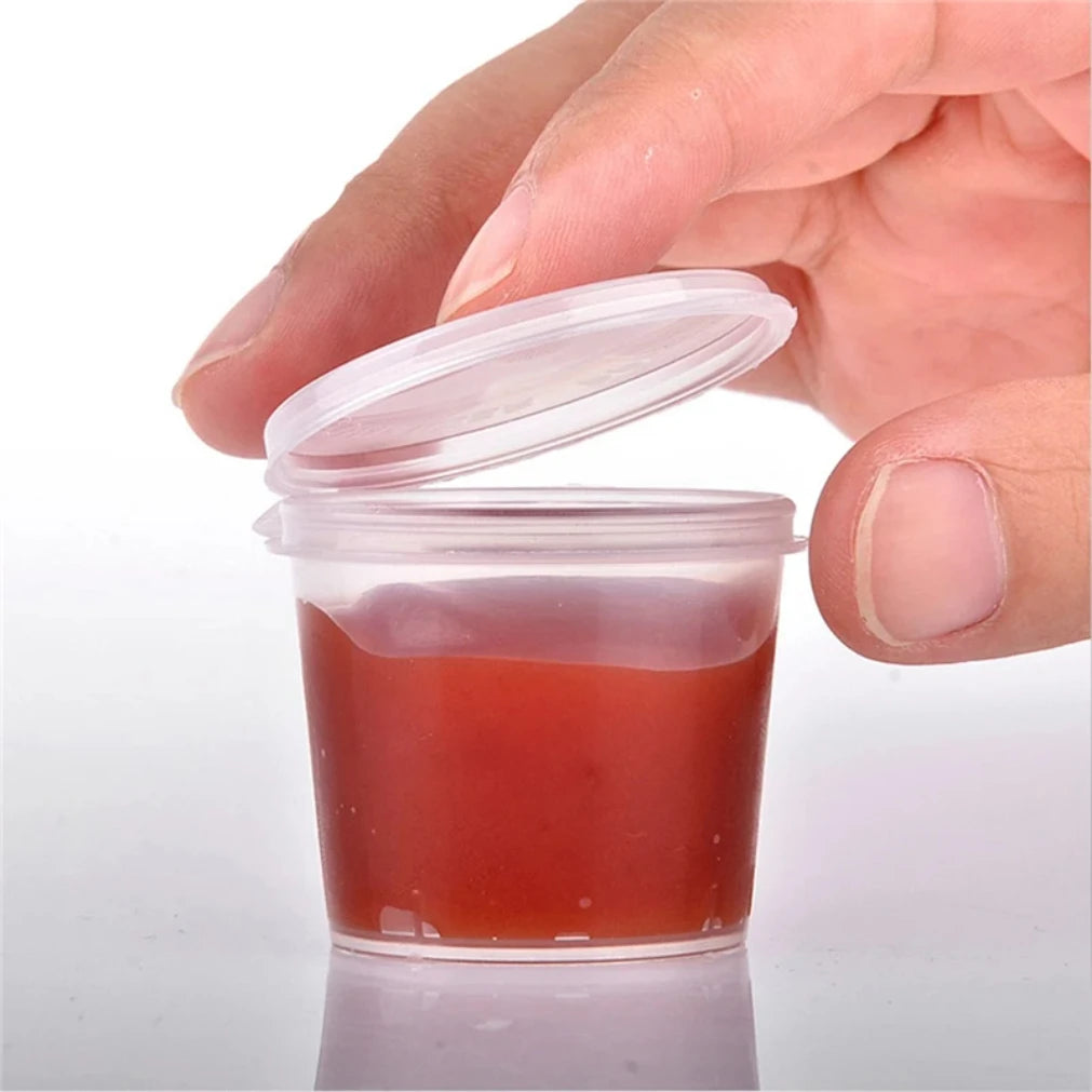 50-Pack BPA-Free Plastic Sauce Cups with Lids | 30ml 50ml 100ml