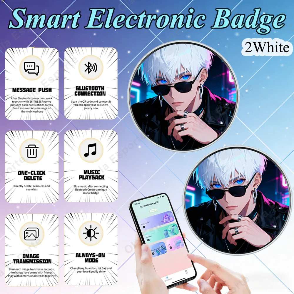 2026 Dynamic Electronic Badge Anime Merchandise Digital Display Badge For Game Peripherals Excellent Birthday Gifts For Otaku Fa Peaceful Pleasures Health and Wellness 2Wh