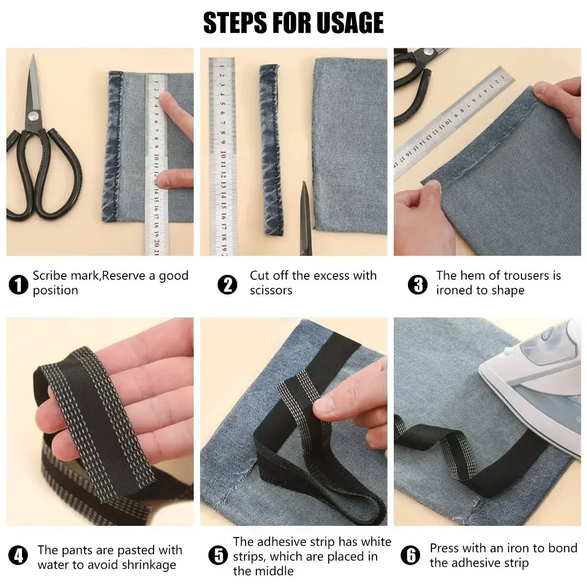 Pants Edge Shorten Self Adhesive Pant Mouth Paste Iron Hem Fabric