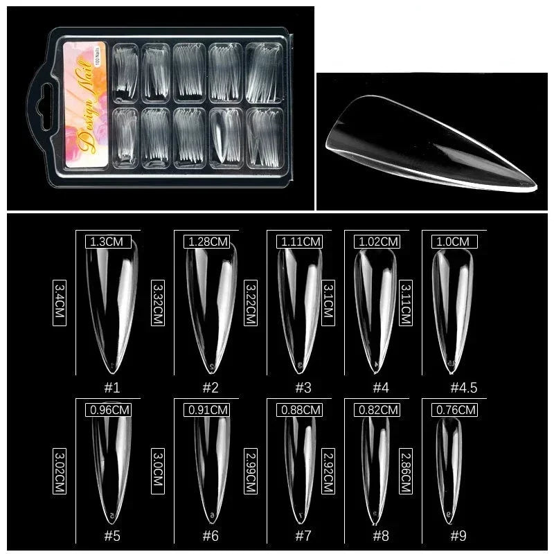 Short T shaped Full Cover Nails Tips, Natural Transparent Seamless Fake Nails, 100pcs box, Full Coverage Peaceful Pleasures Health and Wellness