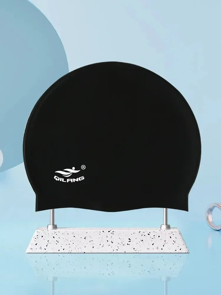 55g Silicone Swimming Cap Men Women Swim Pool Water Sport Diving Bathing Long Hair Waterproof Large Size Caps Hat for Adults New Peaceful Pleasures Health and Wellness 1pc 1 One Size