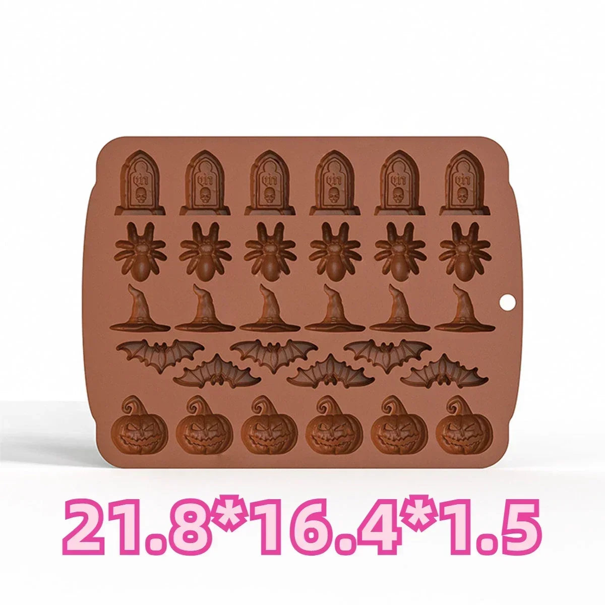 Creative Halloween Skeleton Chocolate Silicone Mold Bat Spider Candy Biscuit Baking Plate Witch Hat Tombstone Cake Mold Peaceful Pleasures Health and Wellness A brown
