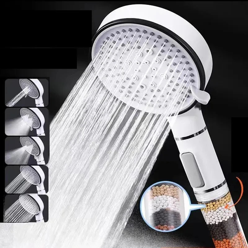 5-Mode Handheld Shower Head | Filter Beads & Pressure Boost