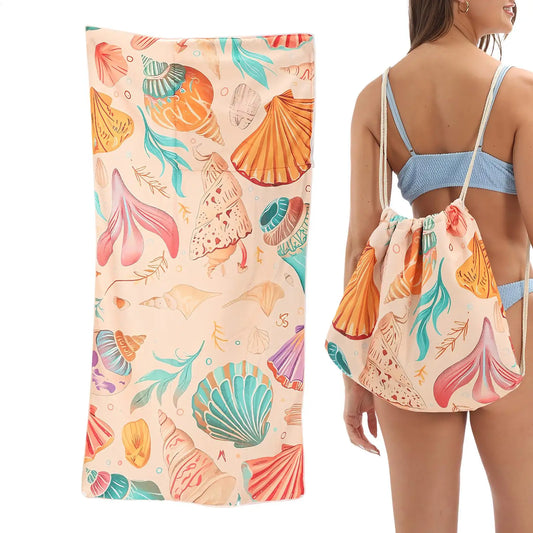 2-in-1 Beach Towel Bag | Foldable Pool Mat & Drawstring Bag Beach Towel Bag Peaceful Pleasures Health and Wellness