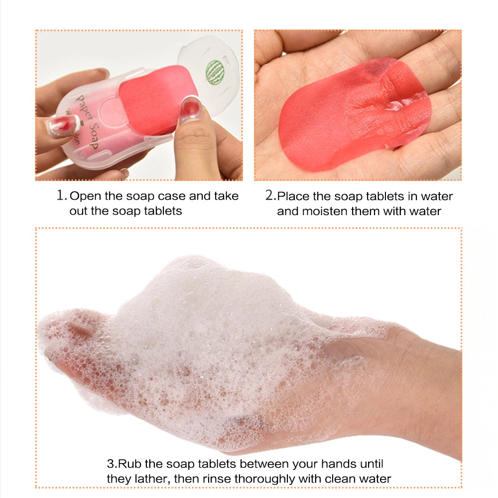 Portable Hand Soap Sheets for Travel | Dissolving Cleanser Wipes | Alcohol-Free | On-the-Go 50 sheets/box Peaceful Pleasures Health and Wellness
