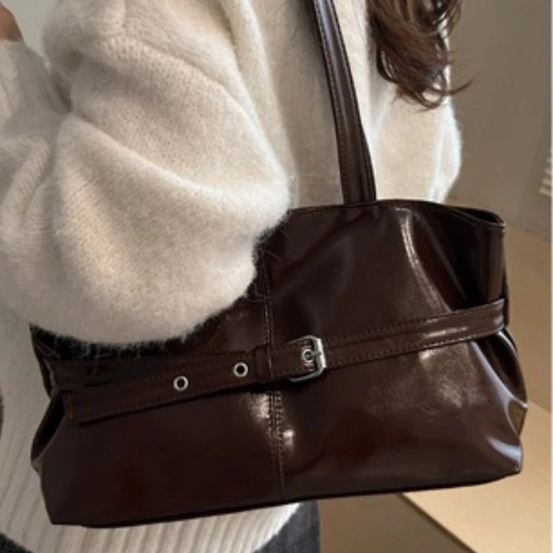 New Korean Style High End Commuting Shoulder Bag Large Capacity Niche Handbag Fashionable All Match Tote Versatile Commuting Bag Peaceful Pleasures Health and Wellness