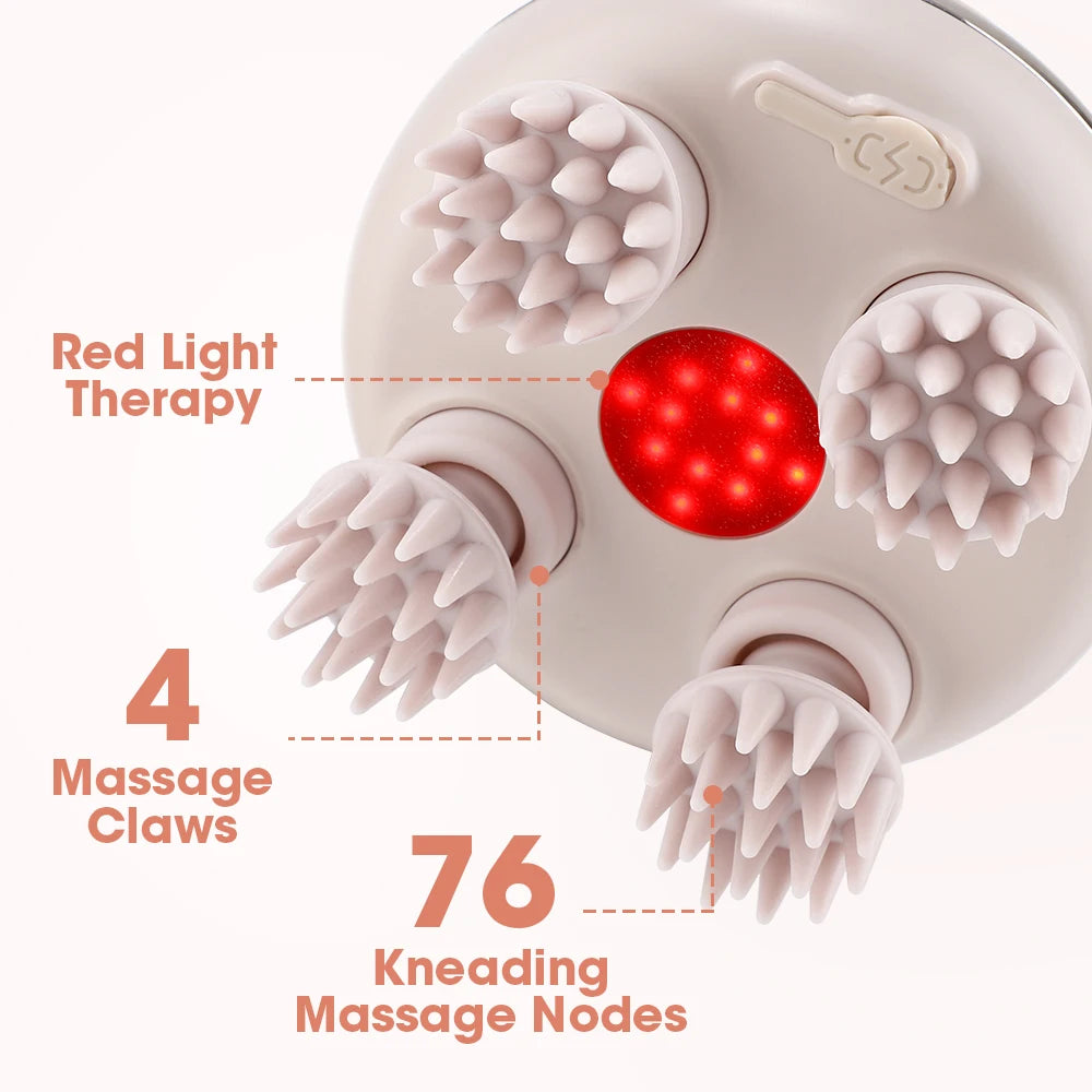 Handheld Head Massager for Migraine Stress Relief Kneading 4 Claws Scalp Massager Deep Tissue Relax Electric Cat Head Scratcher Peaceful Pleasures Health and Wellness