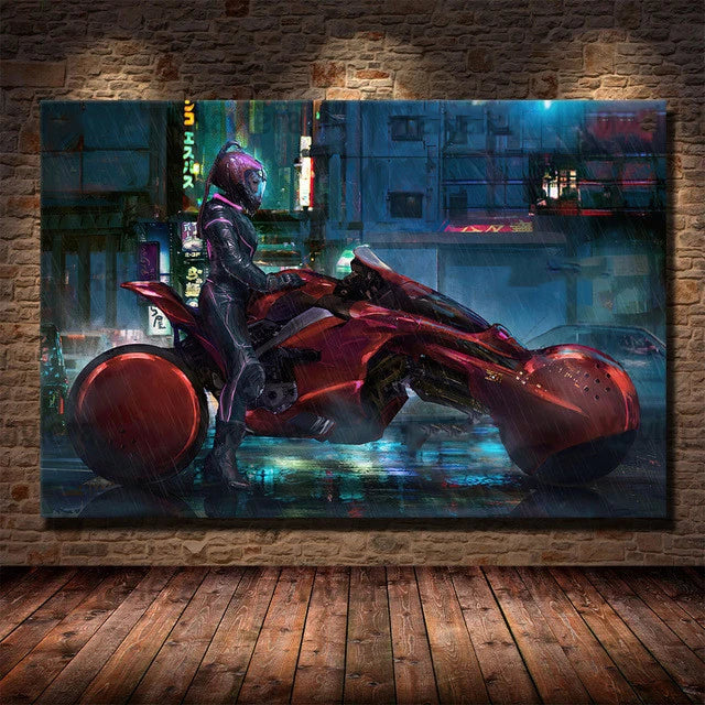 Canvas Art Painting Future Sci-Fi Punk Style Artwork Night City Street Scenery Poster Technology Wall Picture Home Decoration Peaceful Pleasures Health and Wellness