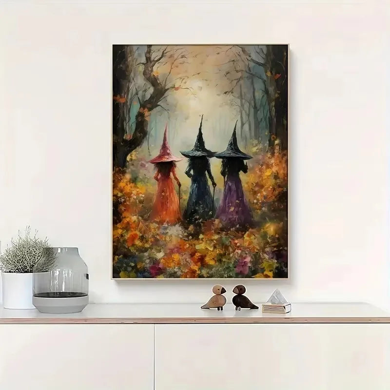 Abstract Ghost Witch Canvas Prints Gothic Monster Wall Art Anime Poster Modern Living Room Coffee Bar & Home Halloween Decor Peaceful Pleasures Health and Wellness