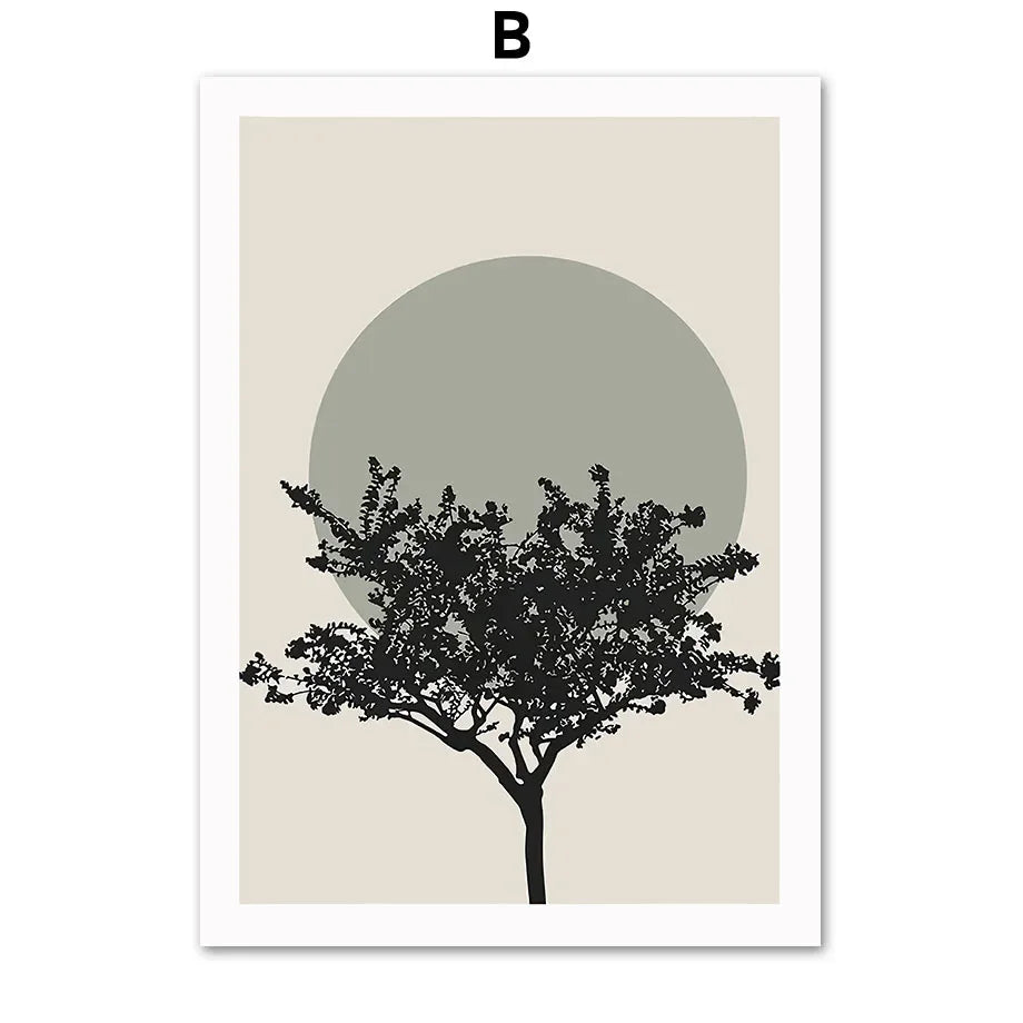 Botanical Leaf & Flower Geometry Canvas Wall Art | Minimalist Print