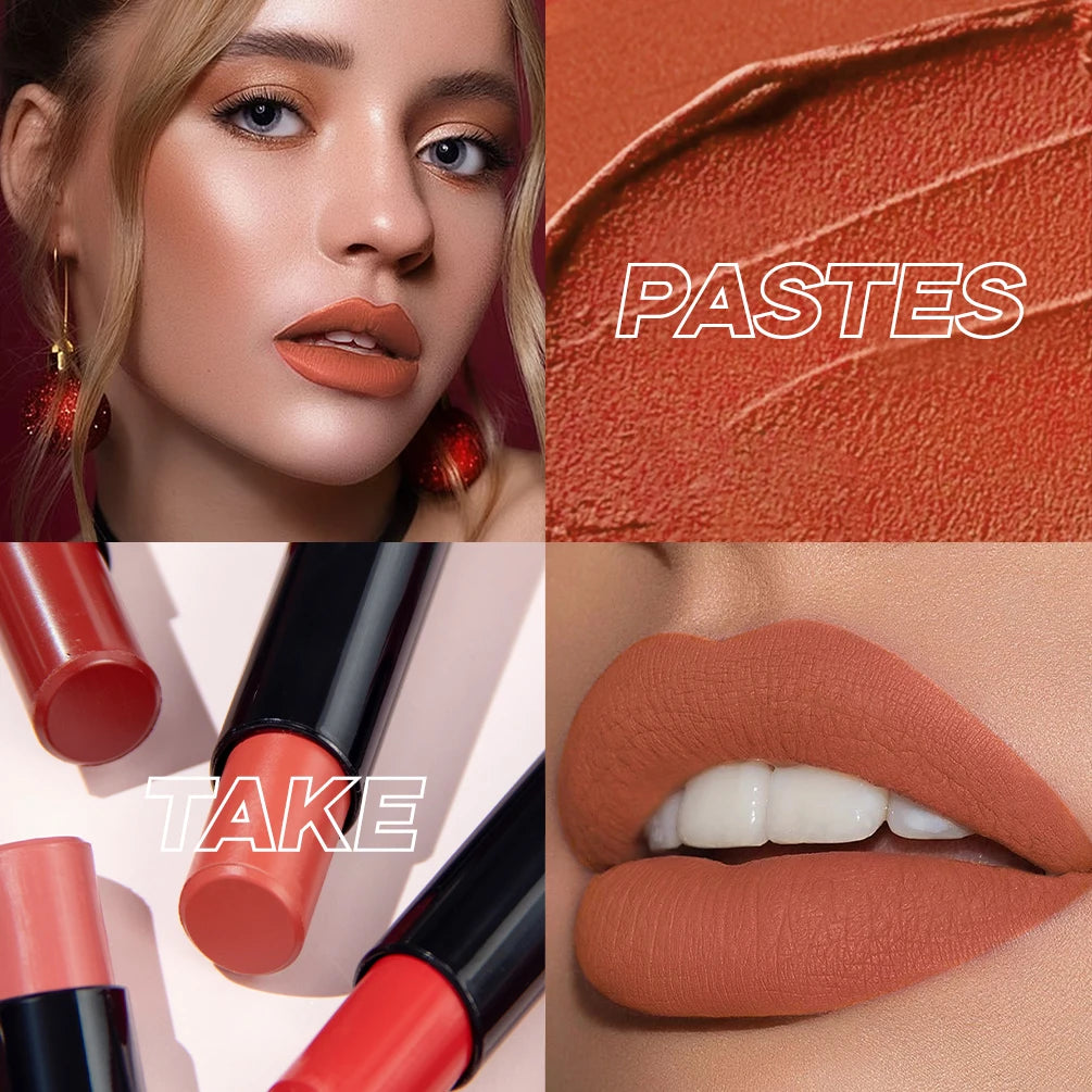 QIBEST Matte Lipstick Lasting Velvet Mist Nude Brown Red Lipstick Non-Stick Cup Classic Highly Pigmented Red Lip Stain Cosmetics Peaceful Pleasures Health and Wellness