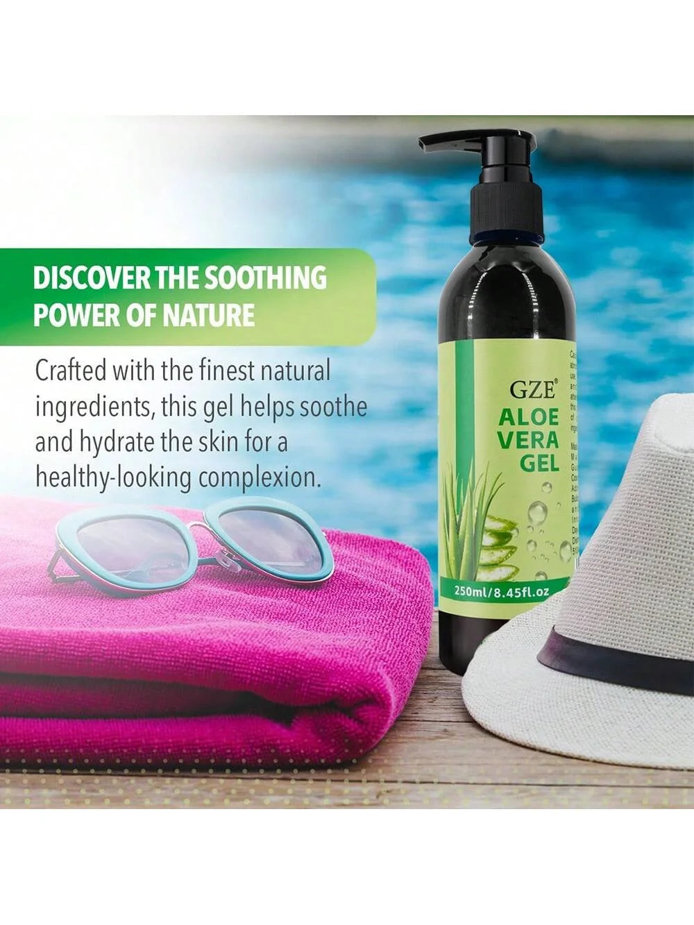 GZE Aloe Vera Gel – Moisturizer, Hair Frizz Control 250ml Aloe Vera Gel Peaceful Pleasures Health and Wellness
