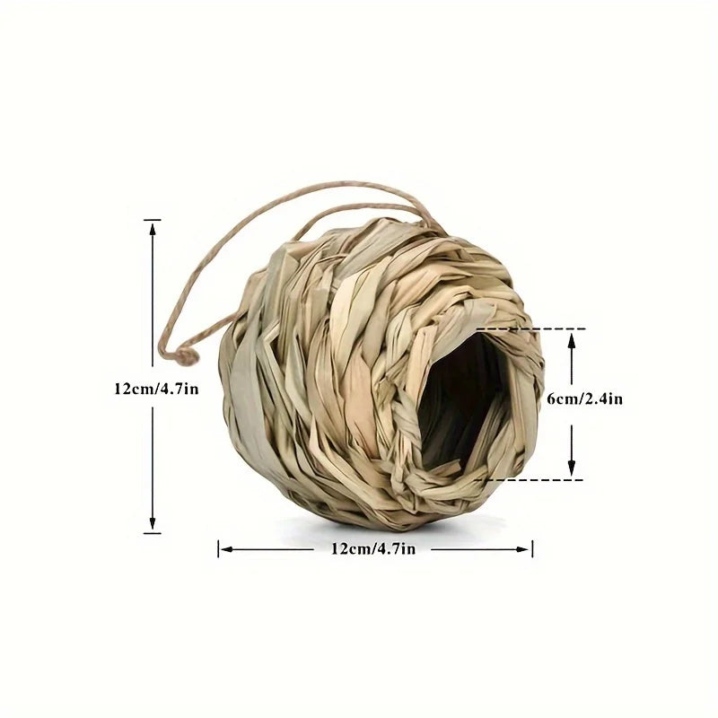 Handwoven Reed Grass Bird Nest House – Hanging Woven Birdhouse
