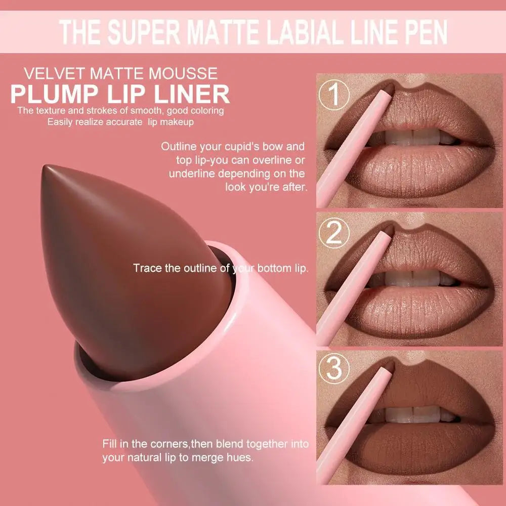 DUNUF 12-Shade Matte Lip Liner Set – Waterproof & Long-Lasting