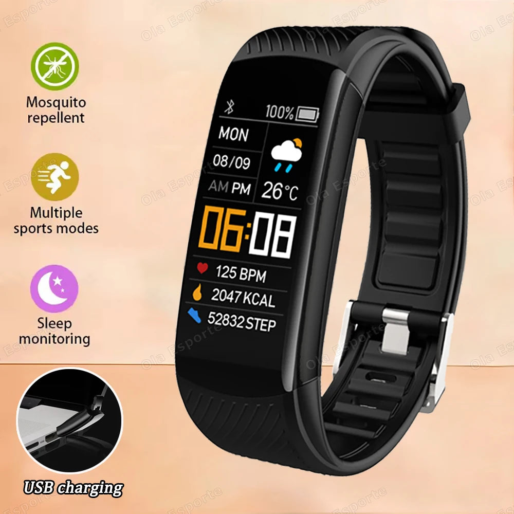 Smart Fitness Tracker Watch Heart Rate Monitor Sleep Steps Swim Waterproof Health Exercise Bracelet For Men Women Smartwatch New Peaceful Pleasures Health and Wellness Black
