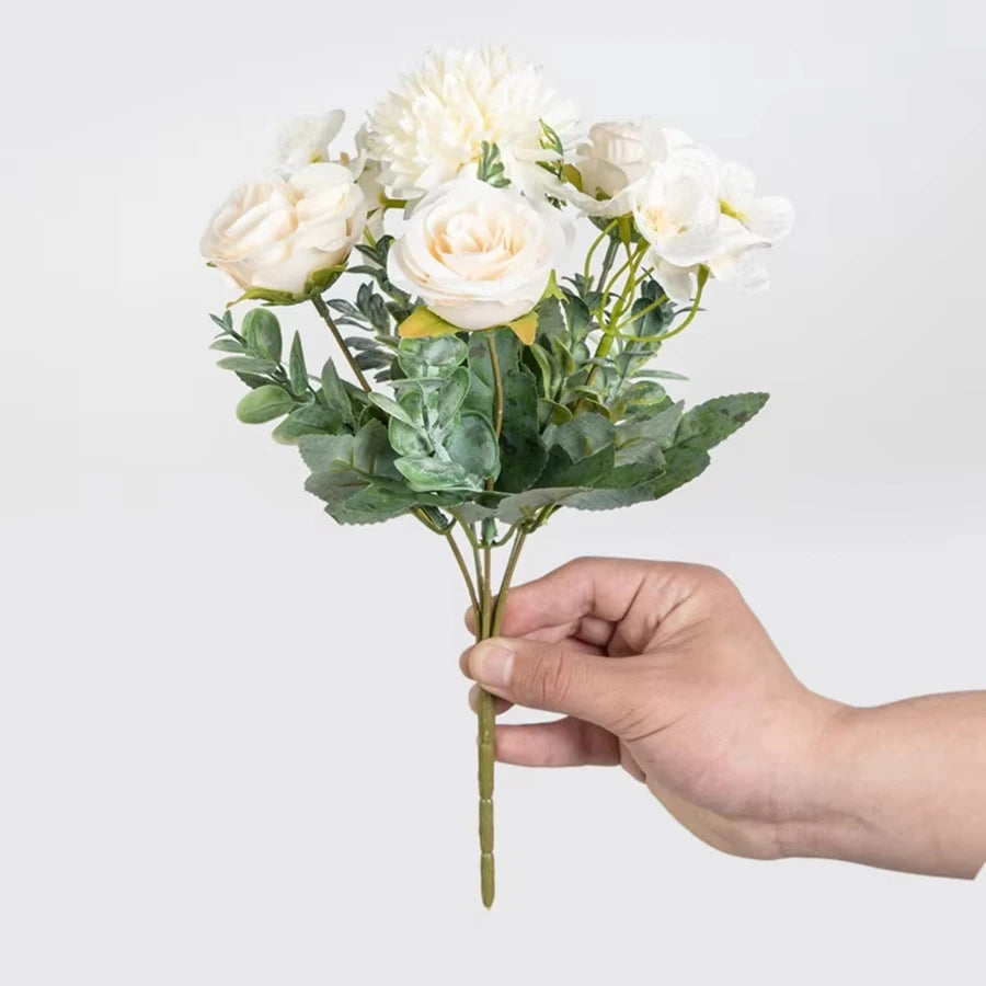 Silk Rose & Chrysanthemum Artificial Flowers | Bridal Bouquet Decor