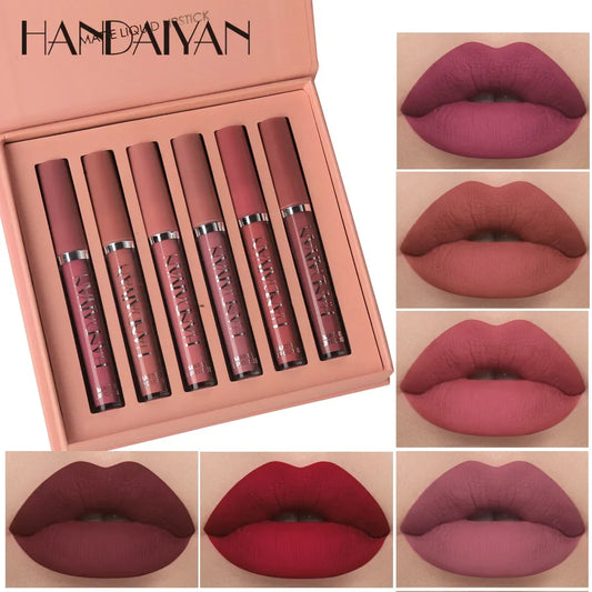 HANDAIYAN 6-Pc Matte Liquid Lipstick Set | Long-Lasting Lip Tint Liquid Lipstick Set Peaceful Pleasures Health and Wellness