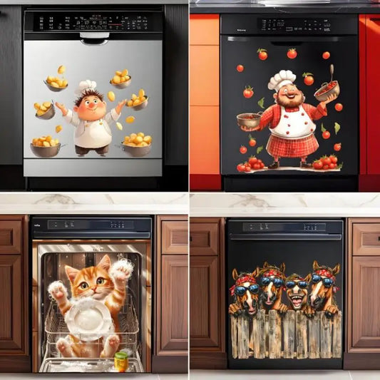Chef Kitchen Stickers – Fun Removable PVC Appliance Decals Kitchen Wall Decal Oasis Select