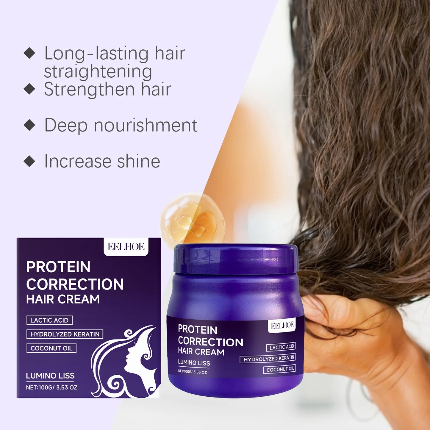 Keratin Protein Hair Straightening Cream – Anti-Frizz 100g Hair Straightening Cream Peaceful Pleasures Health and Wellness