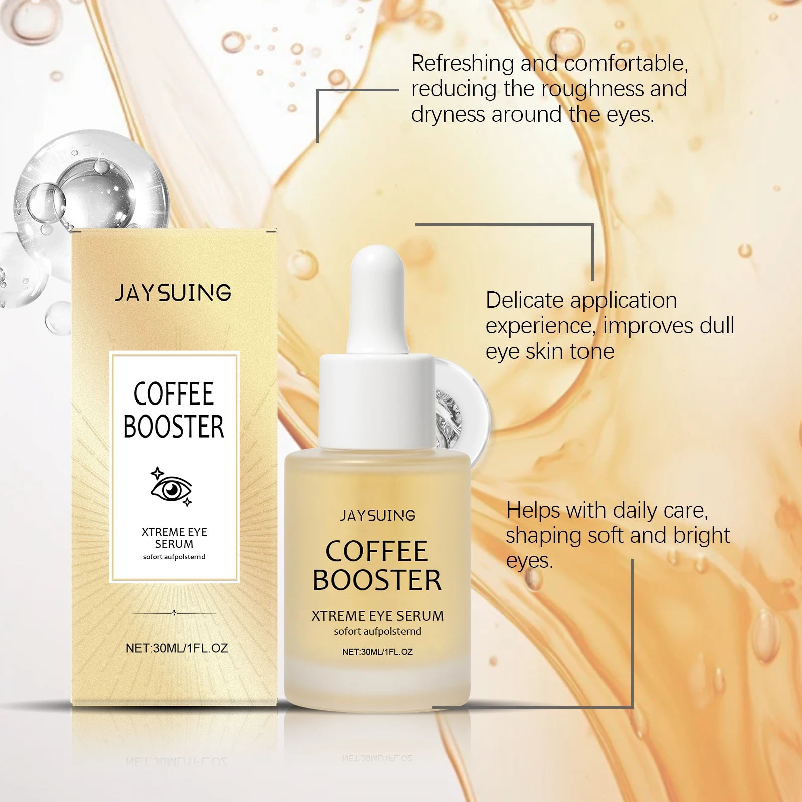 Jaysuing Caffeine Eye Serum Anti Wrinkle Firming Skin Remove Dark Circles Brighten Eyes Ageless Instantly Moisturize Nourish Eye Peaceful Pleasures Health and Wellness